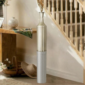 Decorative Metal Tall Floor Vase, 42" High Indoor Decor, Handcrafted Gold Accent Home Office Pot for Pampas Grass by Sona Casa