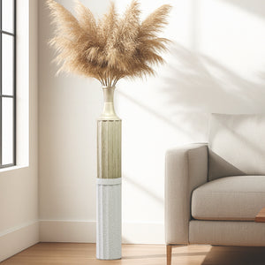 Decorative Metal Tall Floor Vase, 42" High Indoor Decor, Handcrafted Gold Accent Home Office Pot for Pampas Grass by Sona Casa