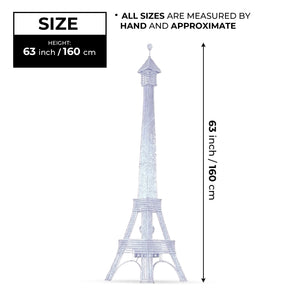 63" Eiffel Tower Decorative Floor Lamp White Metal LED Light Tall Handmade Parisian Style by Sona Casa