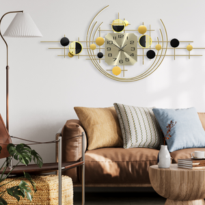 40" Large Metal Wall Clock with Silent Movement, Gold Accents, Decorative Modern Home Office Wall Art-Sona Casa