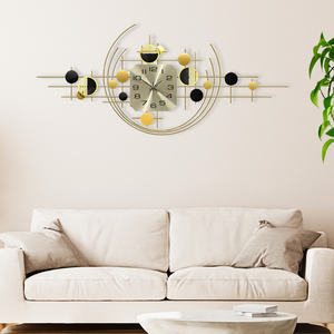 40" Large Metal Wall Clock with Silent Movement, Gold Accents, Decorative Modern Home Office Wall Art-Sona Casa