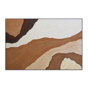 Handmade Brown Abstract Painting, 47" Impasto Textured Canvas Artwork Wall Decor by Sona Casa