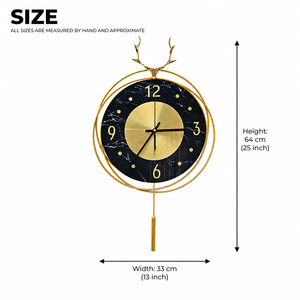 Vertical Gold and Black Silent Pendulum Wall Clock, 22" Modern Decorative Clock for Home, Office, Living Room, Bedroom