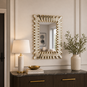 Elegant Small Gold Wall Mirror with Classic Frame, 57x74cm, Premium Decorative Accent for Living Room or Entryway by Sona