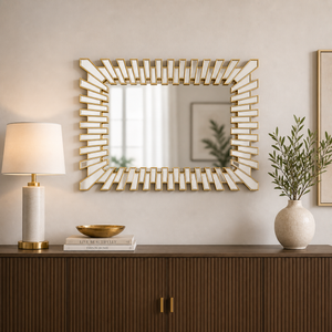 Elegant Small Gold Wall Mirror with Classic Frame, 57x74cm, Premium Decorative Accent for Living Room or Entryway by Sona