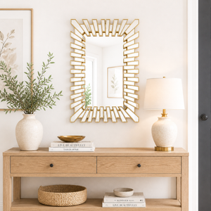 Elegant Small Gold Wall Mirror with Classic Frame, 57x74cm, Premium Decorative Accent for Living Room or Entryway by Sona
