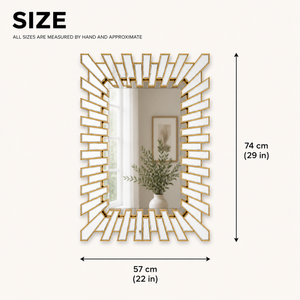 Elegant Small Gold Wall Mirror with Classic Frame, 57x74cm, Premium Decorative Accent for Living Room or Entryway by Sona