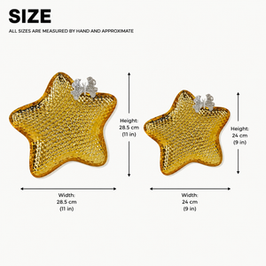 2 Pc Star Shaped Metal Tray Set in Matte Black Finish, Decorative Serving and Accent Trays, 28.5x28.5x4 & 24x24x4 cm