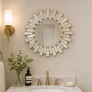 Elegant Gold Round Wall Mirror 62 cm – Premium Decorative Accent for Modern Home Decor by Sona Casa