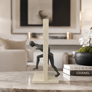 Modern Abstract Decorative Sculpture in Neutral Tones for Tabletop Display, 9x16x32cm Premium Home Accent