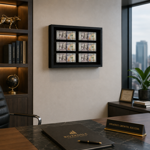 3D USD Fake Currency Wall Art Panel in Metallic Finish for Modern Home Office or Living Room Décor 30x40cm