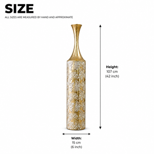 Set of 2 Tall Gold Metal Vases with Sleek Modern Finish for Elegant Home or Office Decor by Sona Casa