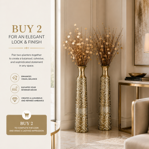 Modern Gold Metal Tapered Vase 17.7x17.7x95.3cm – Sleek Contemporary Home Decor Accent by Sona Casa