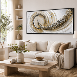 Textured Handmade Abstract Wall Art Panel in Neutral Tones, 70x140 cm, Premium Modern Home Decor Accent