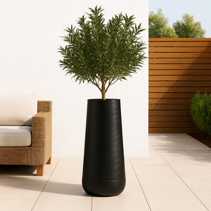 Tall Black Self-Watering Indoor Planter Pot, Modern Minimalist 33" Decorative Plant Container for Home, Office & Garden-Sona Casa