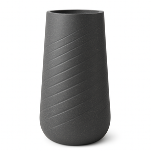33" Modern Tall Black Self Watering Indoor Decorative Plant Pot with Cement Finish for Home & Office Decor-Sona Casa