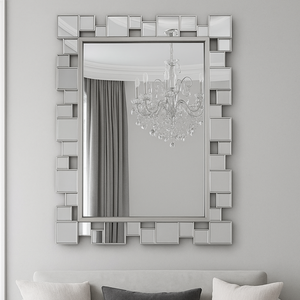 Modern Silver Framed Wall Mirror – Sleek Contemporary Decorative Mirror for Living Room, Entryway, Bedroom Décor-Sona Casa