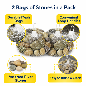 Natural River Rocks, 2 Bags 500g Each Bag, 1–2 cm Decorative Pebbles Stones for Aquarium Plant Pot, Home Garden Decor by Sona Casa