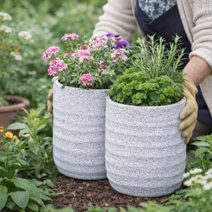 3 Pc Set of White Planter Pots by Sona Casa