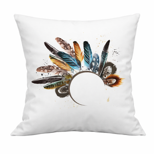 Modern Minimalist Square Cushion Cover, 17 x 17 Inch Feather Design Farmhouse Bohemian Decorative Pillowcase for Living Room Bedroom by Sona Casa