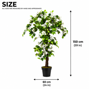 5ft White Artificial Bougainvillea Tree with Green Foliage and Stable Base for Indoor & Outdoor Home Office Decor-Sona Casa