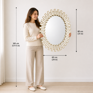 Elegant Small Gold Oval Wall Mirror 80x60cm – Premium Decorative Accent for Home & Living Spaces by Sona Casa