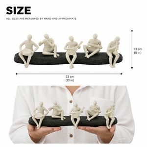 Abstract Musicians Decorative Sculpture in Neutral Tones, Modern Artistic Home Accent, 33L x 8W x 13H cm