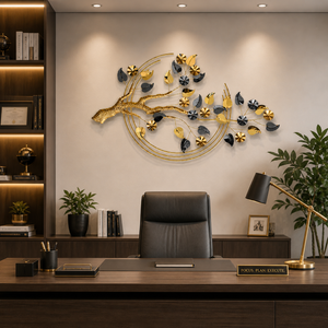 Large Metal 3D Wall Sculpture Golden Tree, Modern Abstract Nature-Inspired Home Decor, 132x82x8 cm