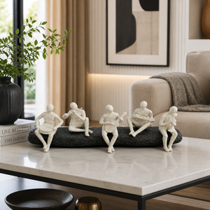 Abstract Musicians Decorative Sculpture in Neutral Tones, Modern Artistic Home Accent, 33L x 8W x 13H cm