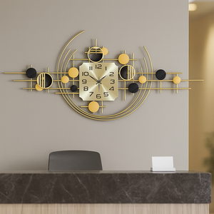 40" Large Metal Wall Clock with Silent Movement, Gold Accents, Decorative Modern Home Office Wall Art-Sona Casa