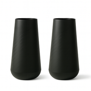 Set of 2 Tall Black Self Watering Indoor Planters, Contemporary Modern Decorative Pots, 33 Inch Riser for Home Office Garden-Sona Casa