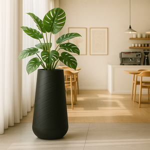 Tall Black Self-Watering Indoor Planter Pot, Modern Minimalist 33" Decorative Plant Container for Home, Office & Garden-Sona Casa