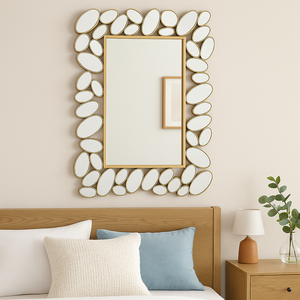 Gold Frame Decorative Wall Mirror, Lightweight, Vertical & Horizontal Mount, Elegant Home Accent-Sona Casa
