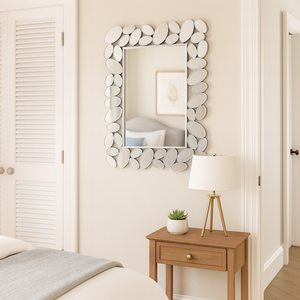 72 cm Silver Framed Modern Wall Mirror for Living Room, Entryway & Bedroom – Contemporary Decorative Home Accent-Sona Casa