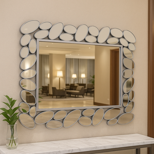 72 cm Silver Framed Modern Wall Mirror for Living Room, Entryway & Bedroom – Contemporary Decorative Home Accent-Sona Casa