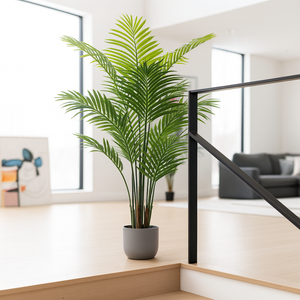 6 ft Artificial Areca Palm Tree with Lifelike Green Leaves, Black Sturdy Base, Realistic Indoor Home & Office Decor-Sona Casa