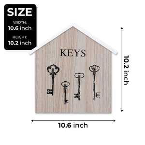 Wooden Wall Mounted Key Holder, 10" 4-Hook Farmhouse Rustic Home Office Entryway Decorative Organizer Rack, Gifts by Sona Casa