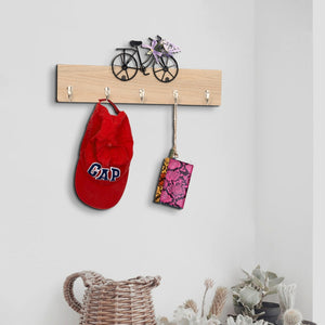 Wall Mounted Key Holder, 5 Hook Key Hangers, 6" Wooden Rack Organizer, Farmhouse Home Office Decor, Gifts by Sona Casa
