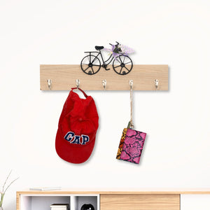 Wall Mounted Key Holder, 5 Hook Key Hangers, 6" Wooden Rack Organizer, Farmhouse Home Office Decor, Gifts by Sona Casa