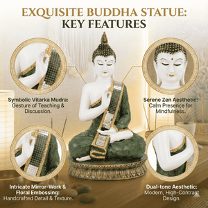 Seated Prayer Buddha Statue, 11" Figurine Home Decor Ornament. Buddhism Gifts, Altar Prayer Room Pooja Temple Decorations by Sona Casa