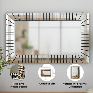 Large 4 ft Rectangular Glass Mirror, Modern Contemporary Horizontal Vertical Orientation, Decor Gift-Sona Casa