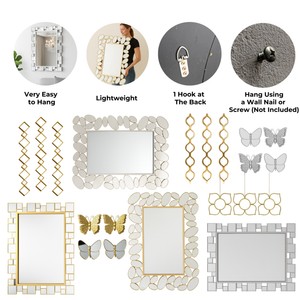4 Piece Gold Butterfly Wall Decor Set, 3D Wall Sculpture & Mirrored Accents, Modern Glam Home Decor for Bedroom, Living Room, Nursery-Sona Casa