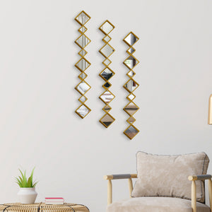 Golden Accent Mirror Set of 3, 35" Home or Office Wall Decor-Sona Casa