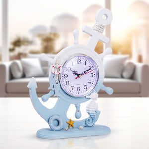 Wooden Anchor with Clock Decorative Tabletop Statue, Marine Decor, Cottage, Office, Bedroom, Living Room, Home Decoration, Gift by Sona Casa
