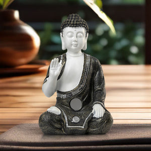 Small Buddha Statue, Antique White Decor, 10" Altar Meditation Room Decor by Sona Casa