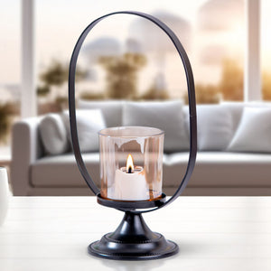 Metal Tealight Holder With Glass Container, 10" Mantle, Shelf, Altar, Table, Desk Decor, Home Office Ornament, Gifts by Sona Casa