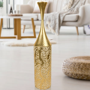 Large Gold Tall Vase, Tall Floor Vase for Living Room, Hallway, Entryway, Metal Home Decor 32 inch 82 cm by Sona Casa