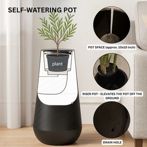 Tall Indoor Decorative Planter, 27" Modern Minimalist Self Watering Pot, Home, Front Porch, Patio, Backyard & Garden Décor-Sona Casa