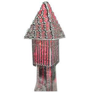 Tall Floor Lamp, Handcrafted 63" Eiffel Tower Paris Multicolor LED Light White Metal by Sona Casa
