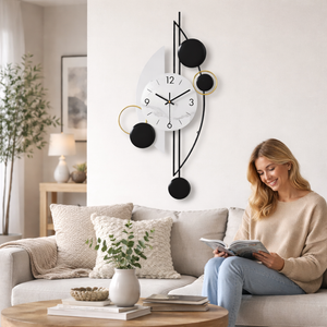 Modern Decorative Vertical Wall Clock for Home or Office, 32" Silent Non Ticking Minimalist Clock-Sona Casa